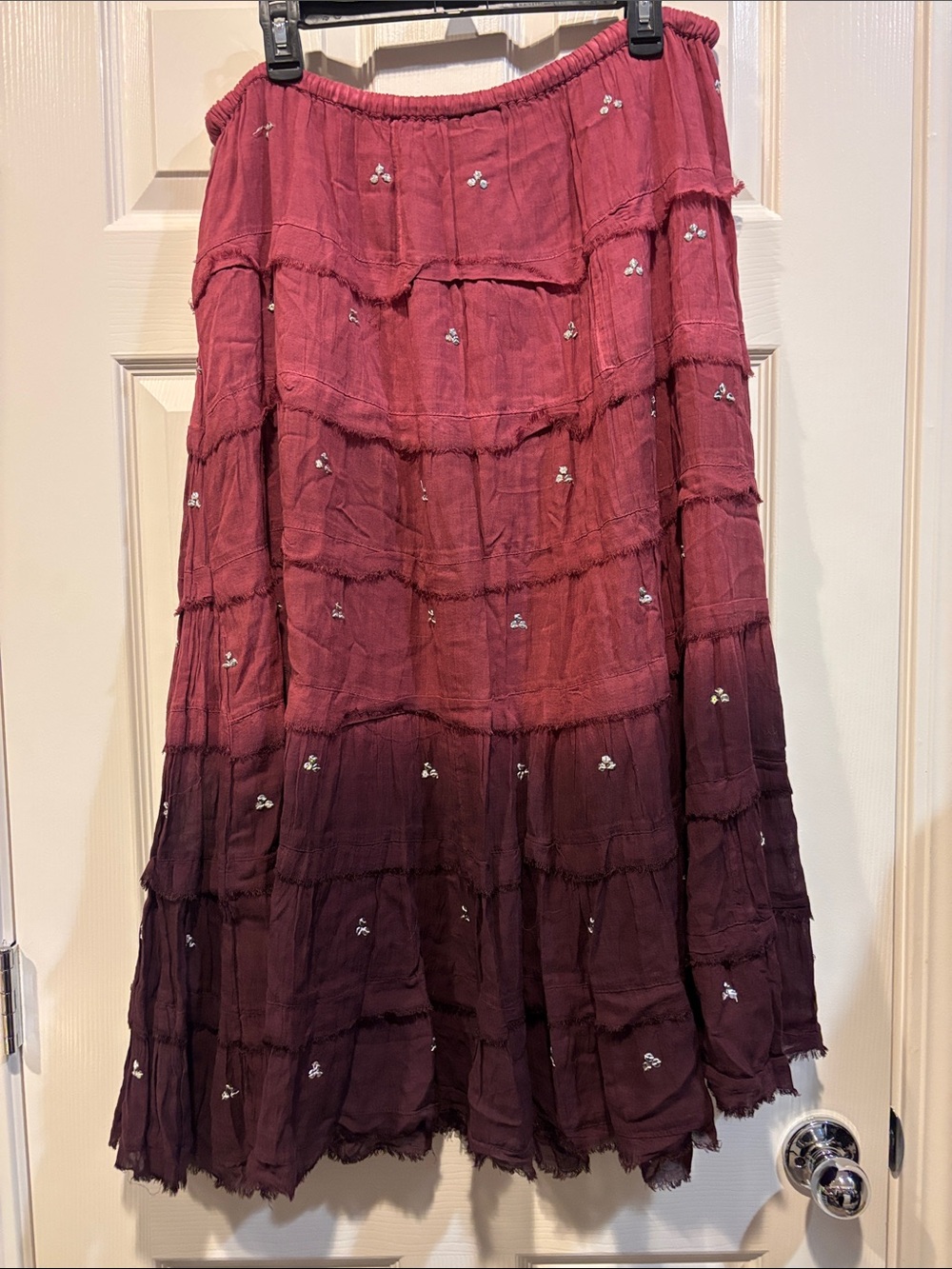 Angie Ombre Tiered Maxi Skirt in Wine and Plum - Picture 6 of 6